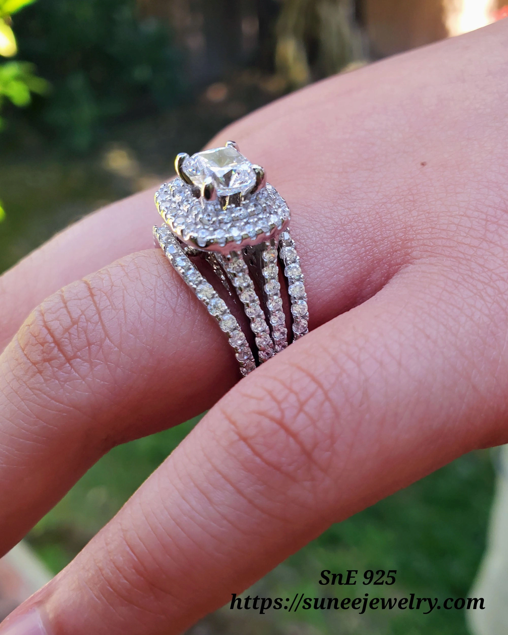 Polished Surface 3.25ct Double Halo Cushion Cut Bridal Wedding Engagement Ring Diamond Simulated 925 Sterling Silver Anniversary Rings SKU:00150