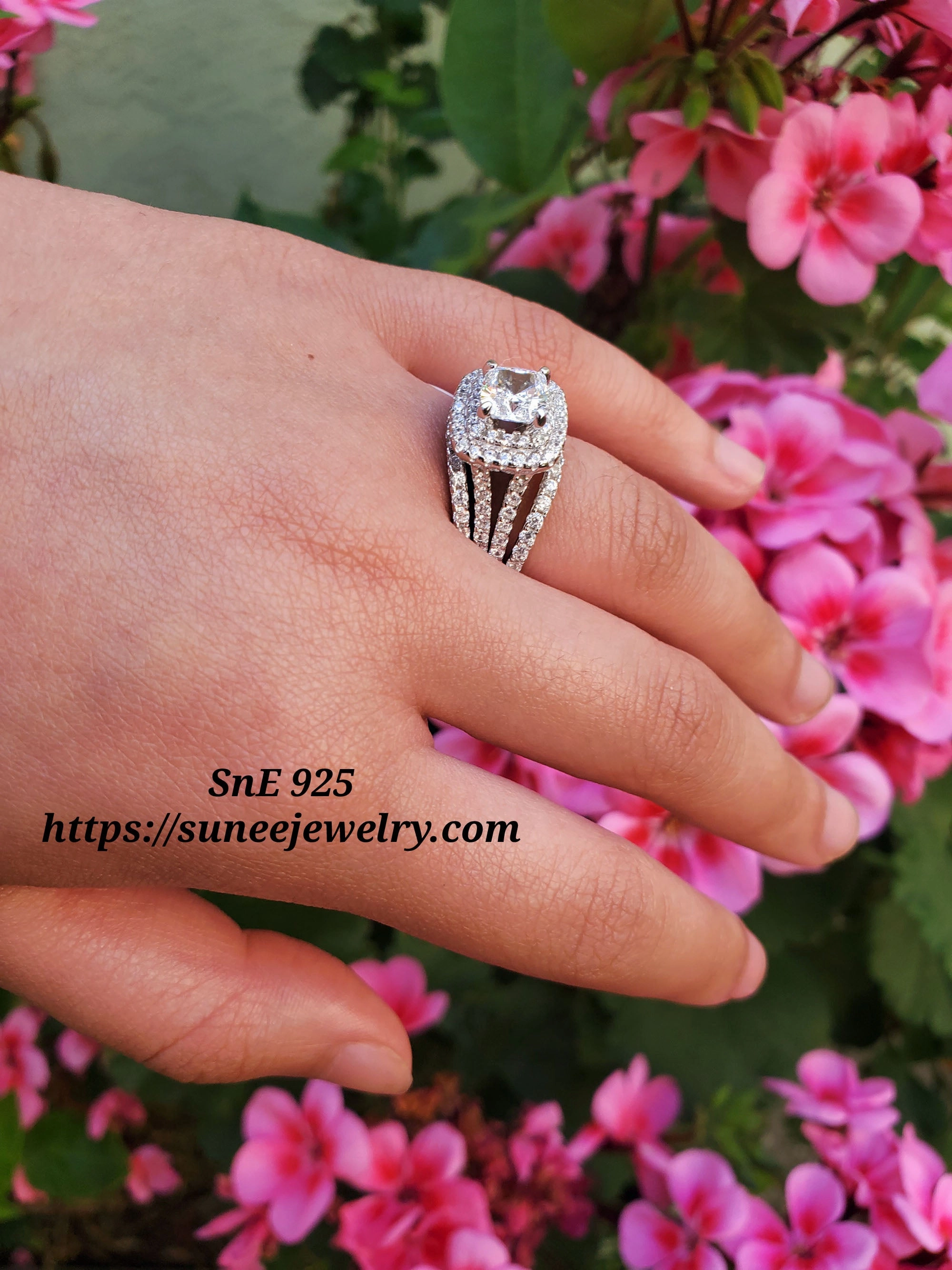 3.25ct Double Halo Cushion Cut Bridal Wedding Engagement Ring Diamond Simulated 925 Sterling Silver Anniversary Rings SKU:00150 Artisan Object Gift Under 100