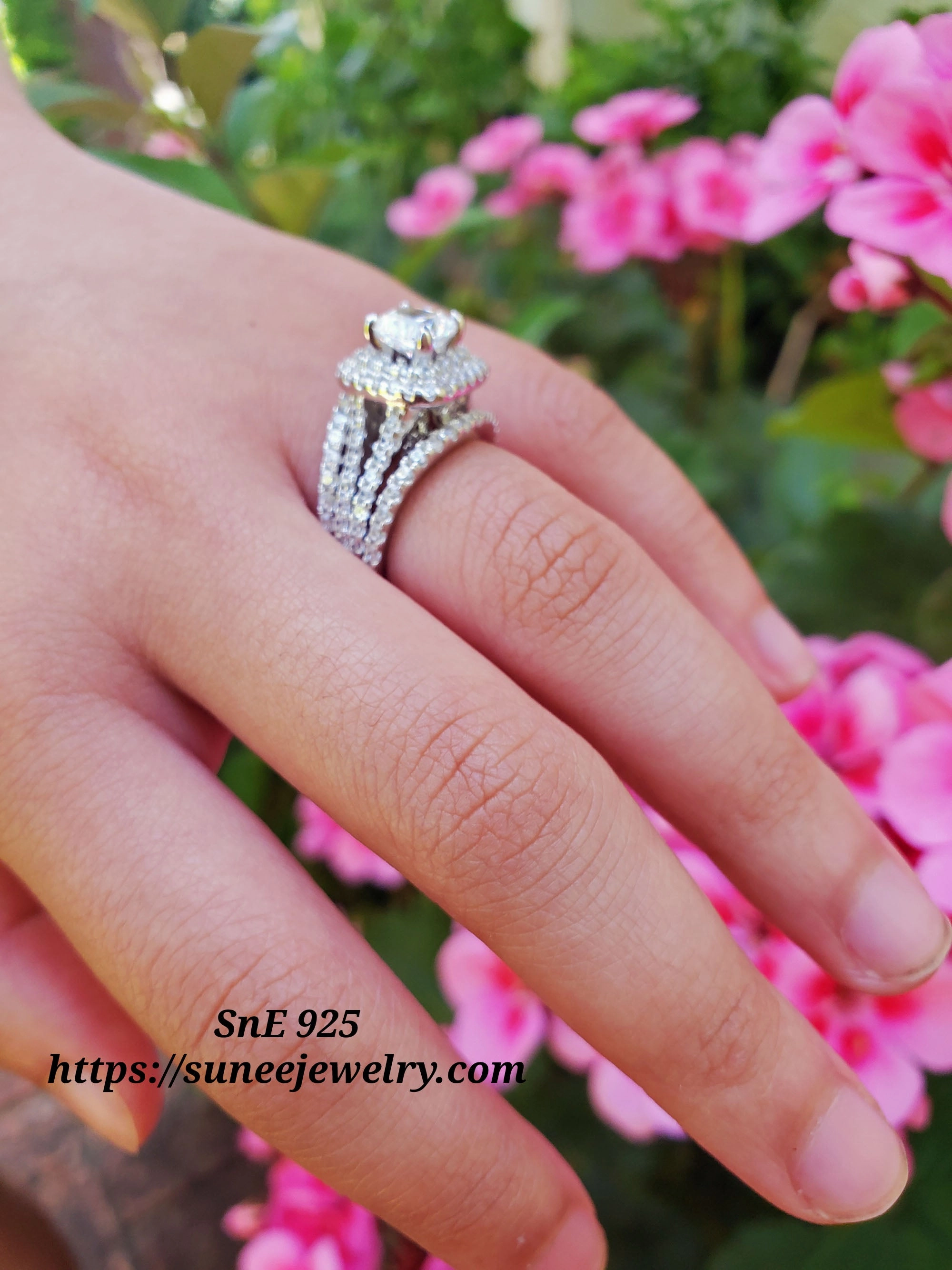 3.25ct Double Halo Cushion Cut Bridal Wedding Engagement Ring Diamond Simulated 925 Sterling Silver Anniversary Rings SKU:00150 Formal Event