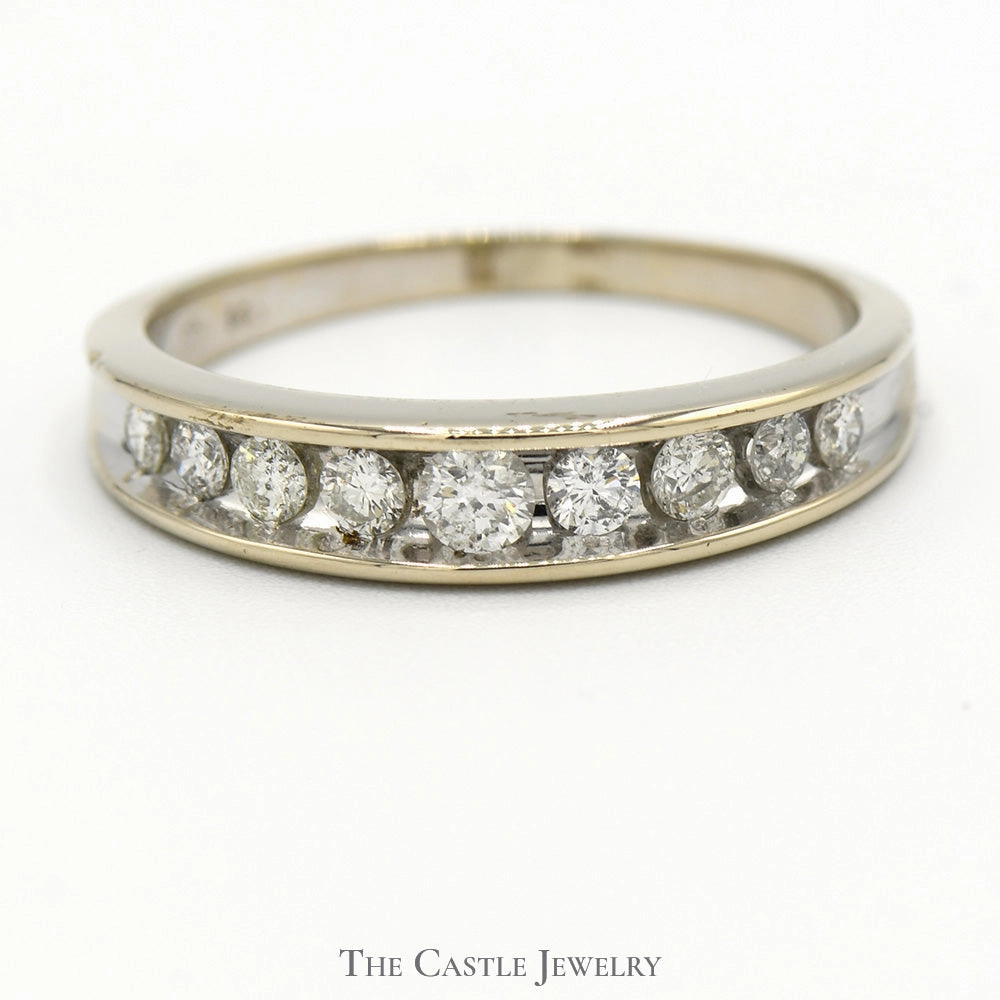 1/2cttw Nick Set 9 Diamond Band in 14k White Gold Chic Appearance Sentimental Item