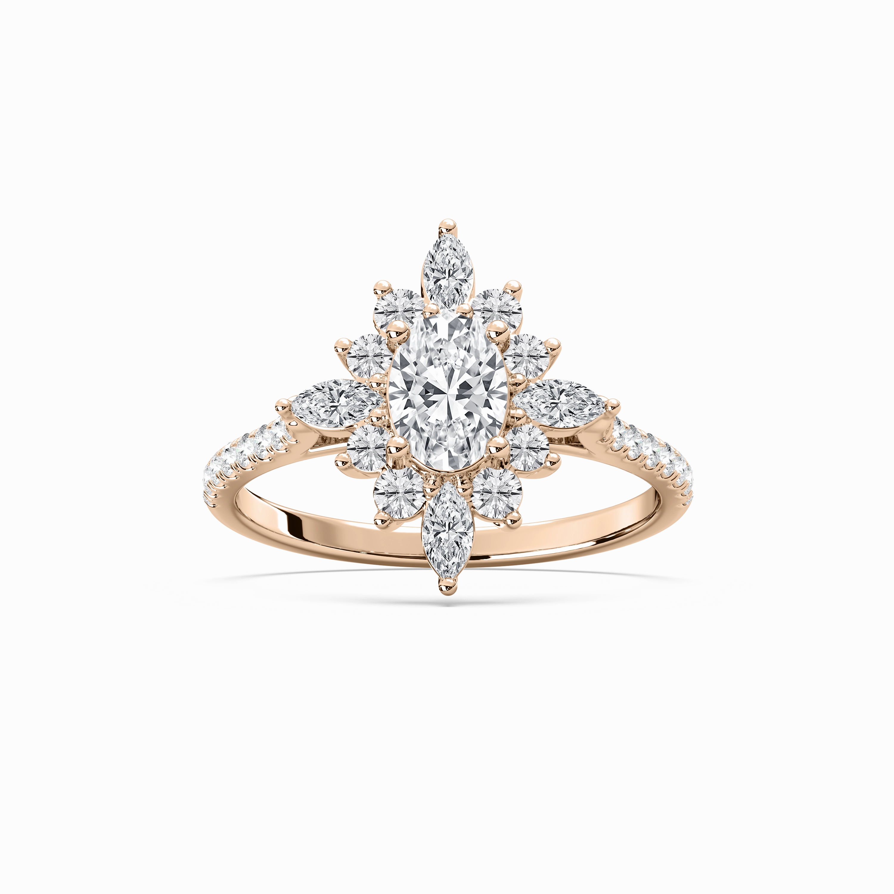 Lillith 1 1?? ctw Oval Lab Grown Diamond Ornate Halo Engagement Ring Lightweight Ornament Delicate Object