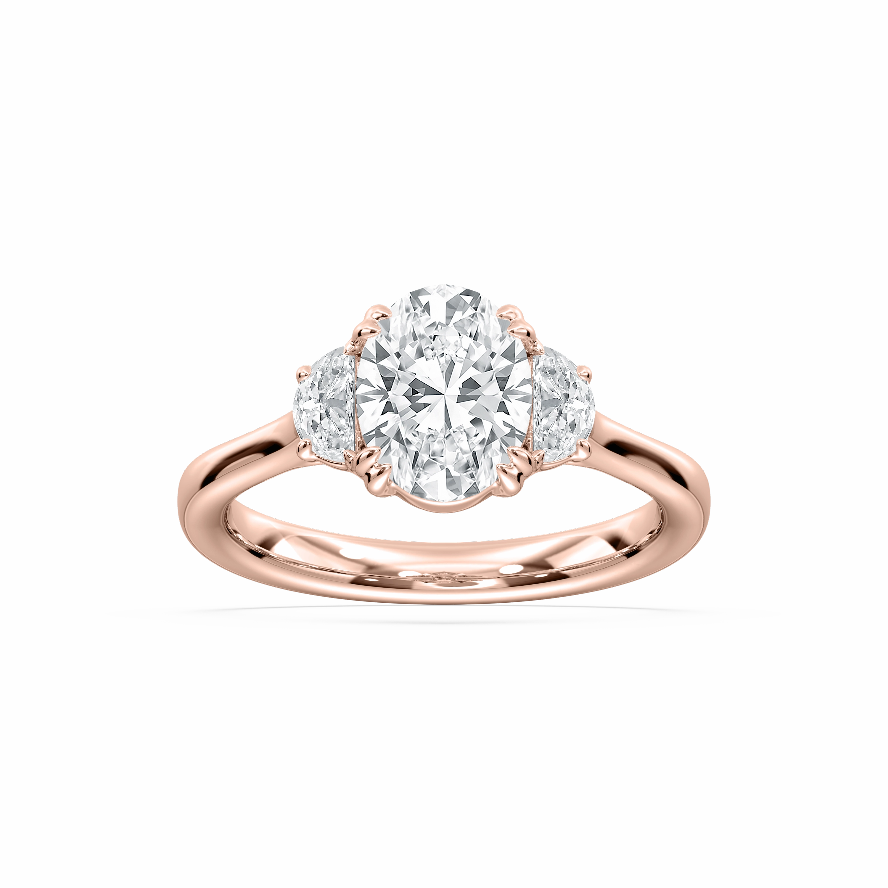 Luna 2 ? ctw Oval Lab Grown Diamond Half Moon Double Prong Three Stone Engagement Ring Personal Favorite