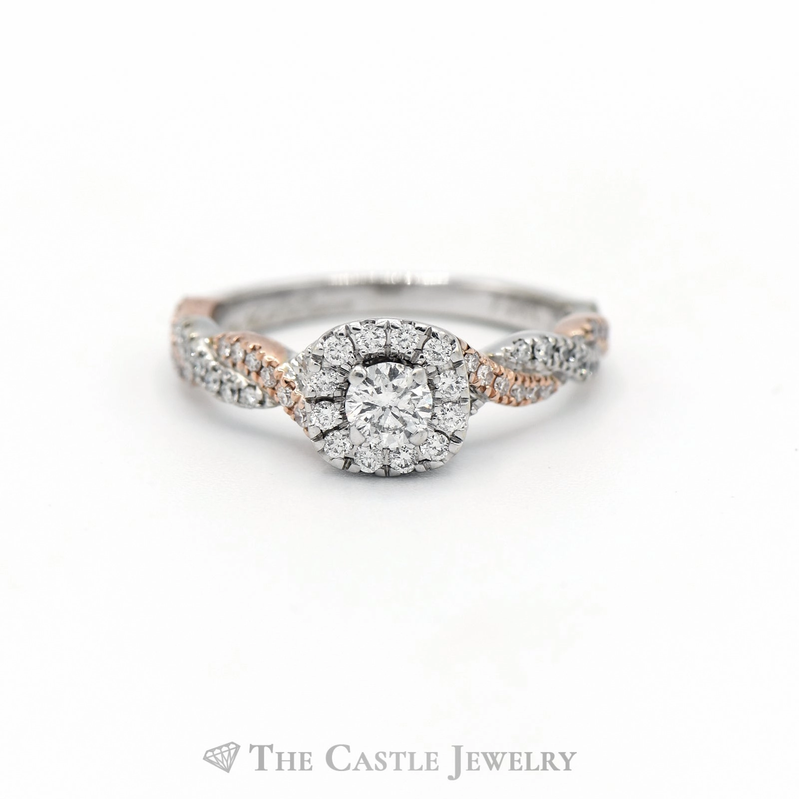 Niel Lane 1/2cttw Diamond Engagement Ring with Diamond Accented Twisted Sides in 14k Two Tone Gold Occasion Present