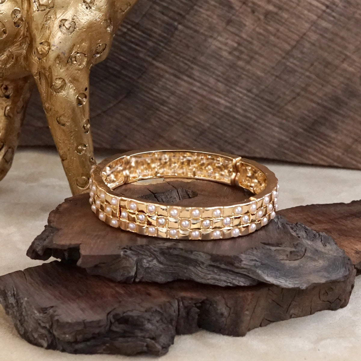 One-Of-A-Kind Legacy Real Deal Luxe Check ?C Checker Crystal Stretch Bangle