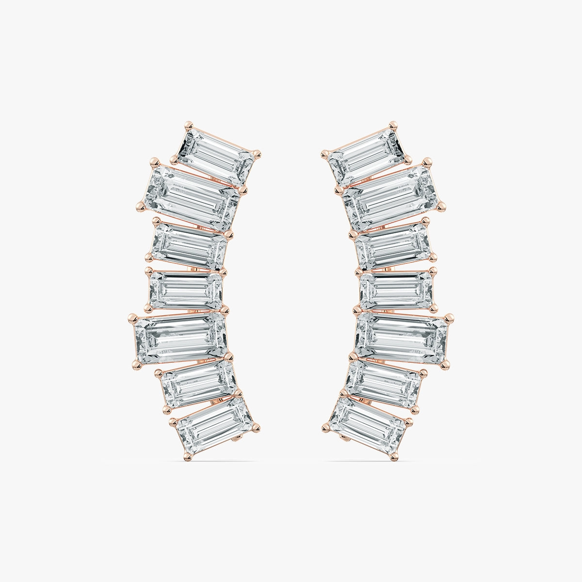 High-Quality Look 4 ctw Baguette Lab Grown Diamond Climber Earrings
