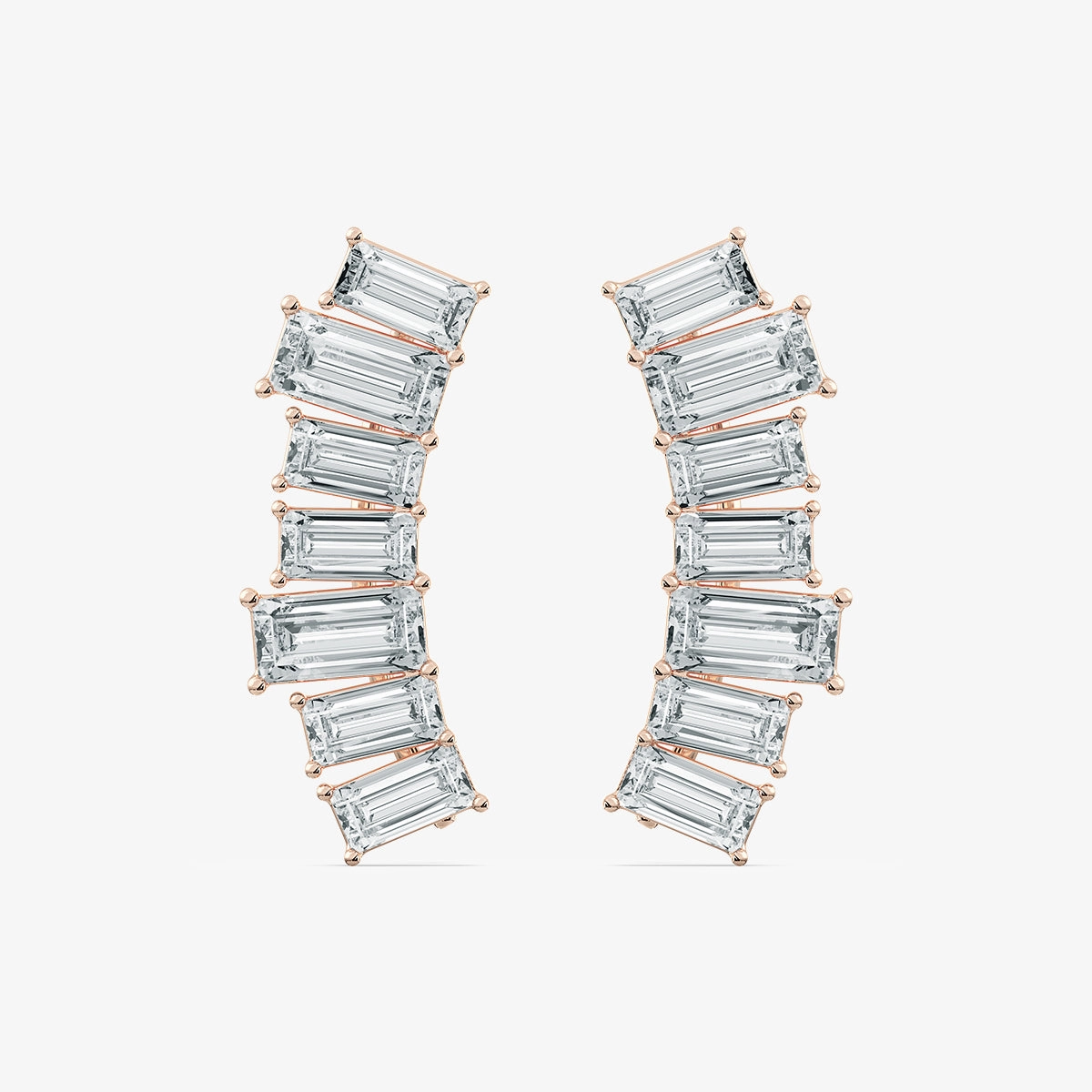 Safe Accent 4 ctw Baguette Lab Grown Diamond Climber Earrings