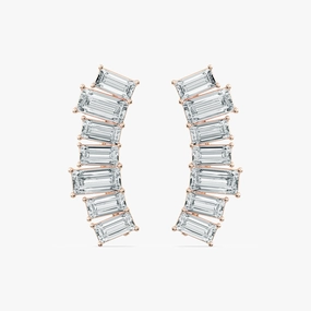 4 ctw Baguette Lab Grown Diamond Climber Earrings Stunning Aesthetic