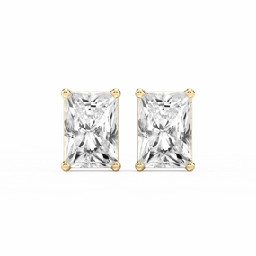 Spiral Adornment Radiant Lab Grown Diamond Classic Four Prong Stud Earrings