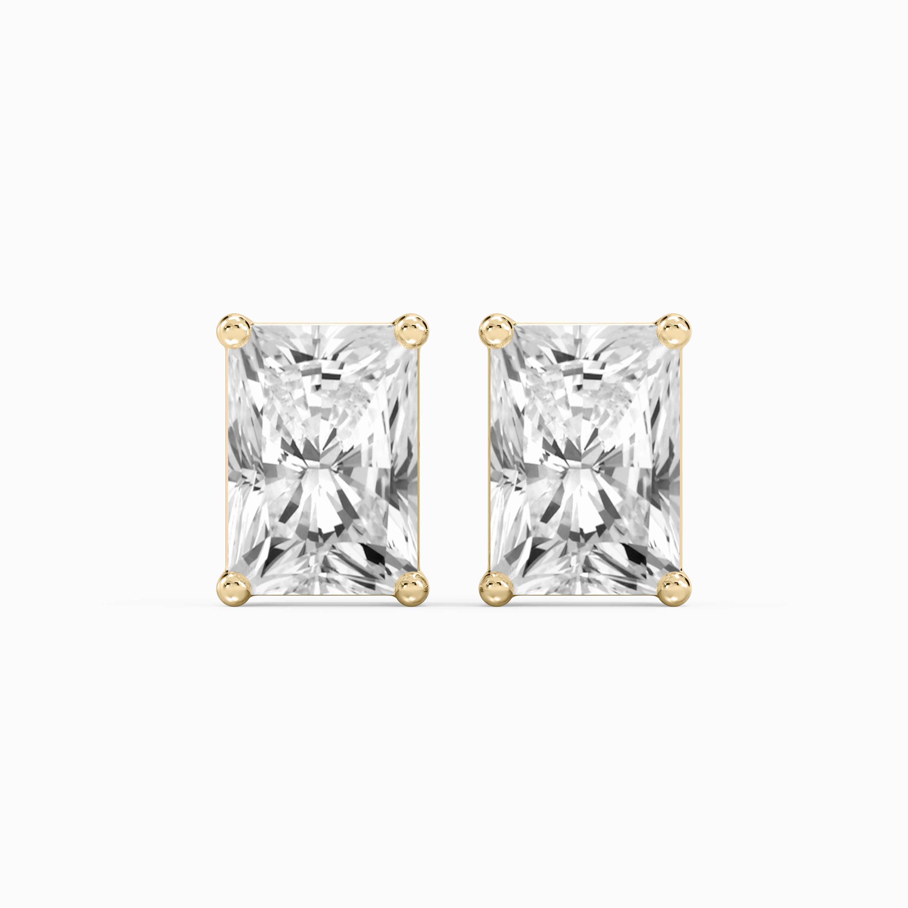 Round Ornament Neutral Piece Radiant Lab Grown Diamond Classic Four Prong Stud Earrings