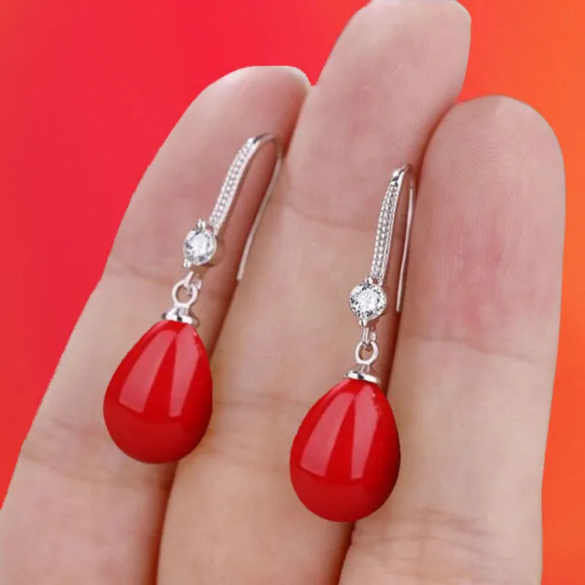 Luxury Classic Pearl Drop Earrings Silver for Women Wedding Jewelry