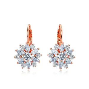 Luxury Ear Cuff Earrings For Women 6pcs Round And Marquise CZ Formed Brilliant Flower Stud Earrings Women Jewelry Gift