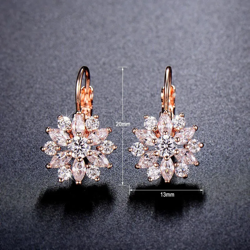 Luxury Ear Cuff Earrings For Women 6pcs Round And Marquise CZ Formed Brilliant Flower Stud Earrings Women Jewelry Gift