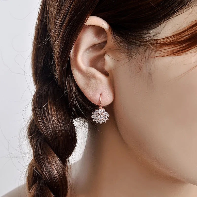 Luxury Ear Cuff Earrings For Women 6pcs Round And Marquise CZ Formed Brilliant Flower Stud Earrings Women Jewelry Gift