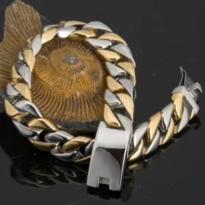 Luxury Gold Plated Bracelet Man Friendship Men's Bracelets Bangles In Metal Stainless Steel On Hand Jewelry Gifts For Boyfriend (Blue-18cm)