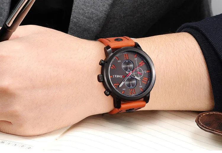 Luxury Men Leather Sports Casual Quartz Watch