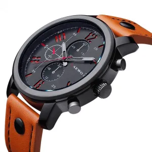 Luxury Men Leather Sports Casual Quartz Watch