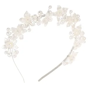 Luxury Pearl Headband for Women Wedding Hair Piece Pearl Crown Flower Headband for Bridal