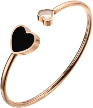 Luxury Stainless Steel Bracelets Bangles For Women Men Lover Couple Black/Red Shell Heart With Crystal Stone Charm Jewelry Gifts