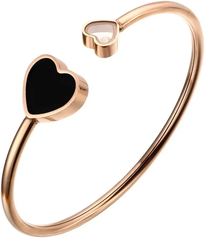 Luxury Stainless Steel Bracelets Bangles For Women Men Lover Couple Black/Red Shell Heart With Crystal Stone Charm Jewelry Gifts