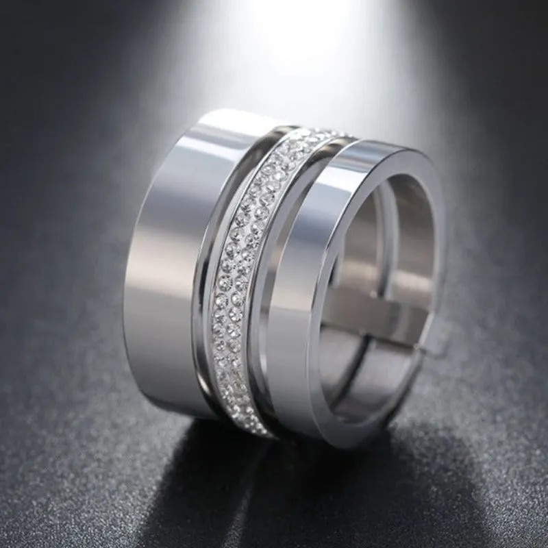 Luxury White Sapphire Ring Set Women Engagement Jewelry