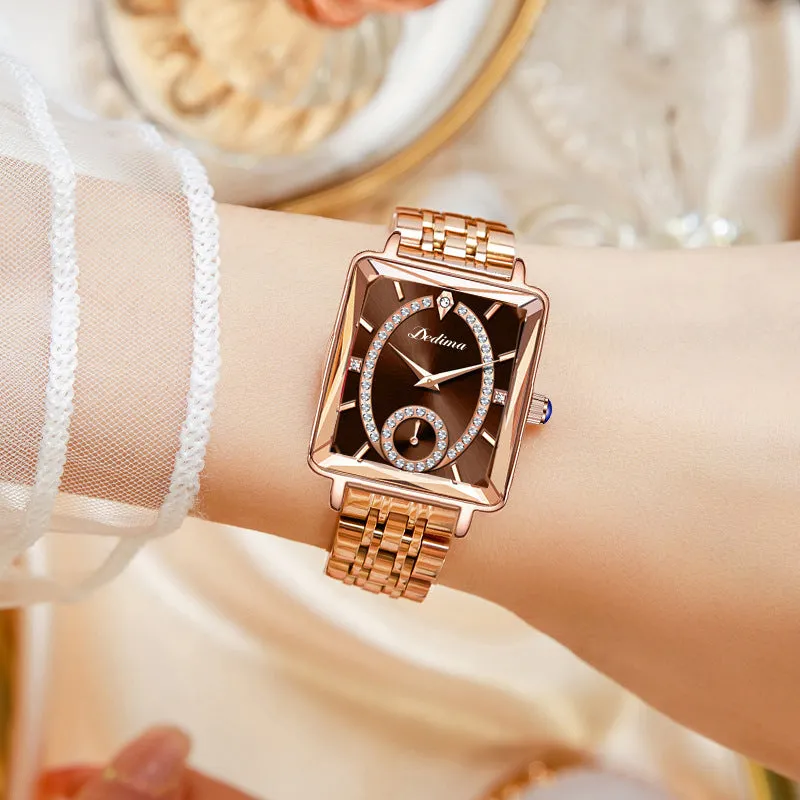 Luxury Women's Rose Gold Diamond Watch Stainless Steel Waterproof Quartz Ladies Wristwatches