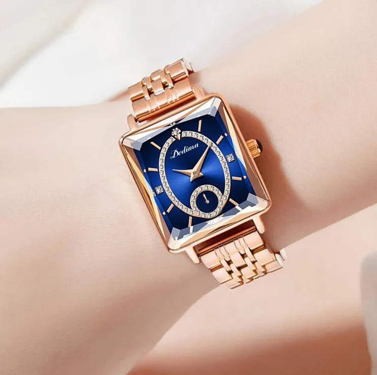 Luxury Women's Rose Gold Diamond Watch Stainless Steel Waterproof Quartz Ladies Wristwatches