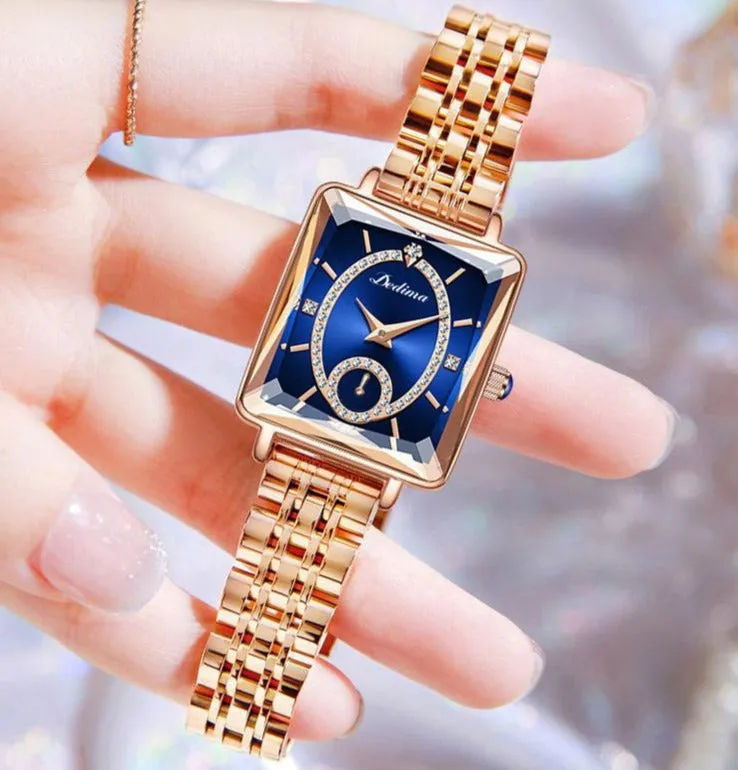 Luxury Women's Rose Gold Diamond Watch Stainless Steel Waterproof Quartz Ladies Wristwatches