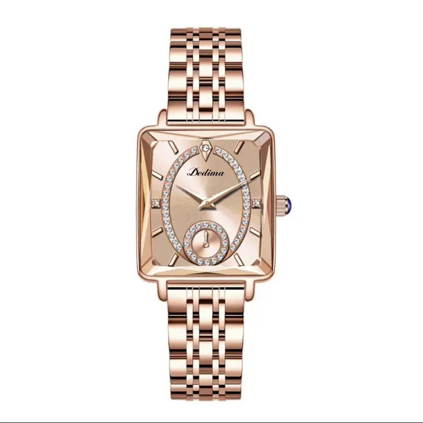 Luxury Women's Rose Gold Diamond Watch Stainless Steel Waterproof Quartz Ladies Wristwatches
