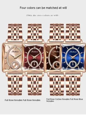 Luxury Women's Rose Gold Diamond Watch Stainless Steel Waterproof Quartz Ladies Wristwatches