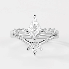 Flirty Look Weekend Look Kite Cut Moissanite Stacking Engagement Ring Sets 2pcs
