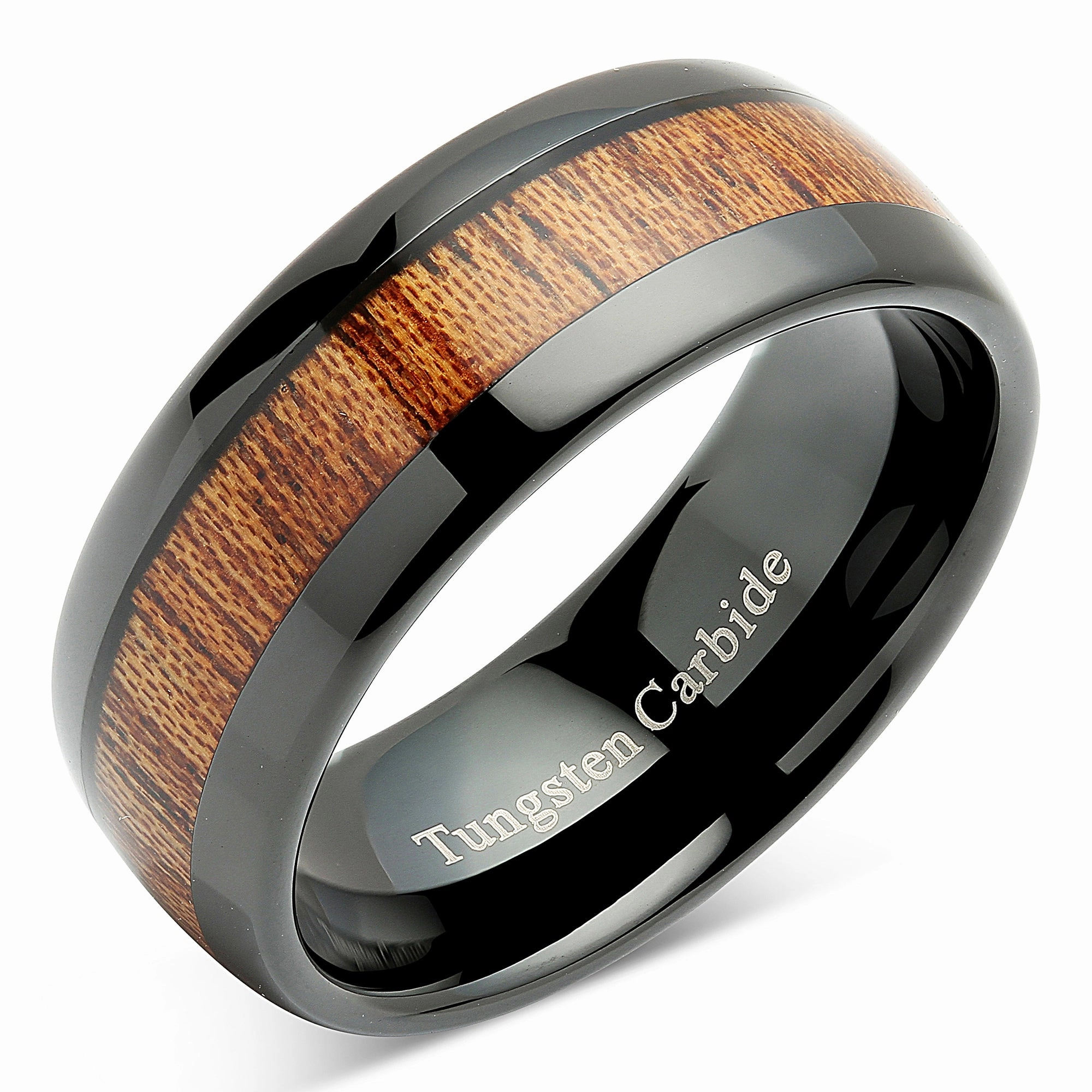 100S JEWELRY Tungsten Rings for Men Women Wood Inlay Black Plated Comfort Fit Size 6-16 Winter Gift Wonderful Decoration