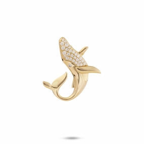 Ocean Dance Whale Pendant in Gold with Diamonds - 22mm Lively Spark