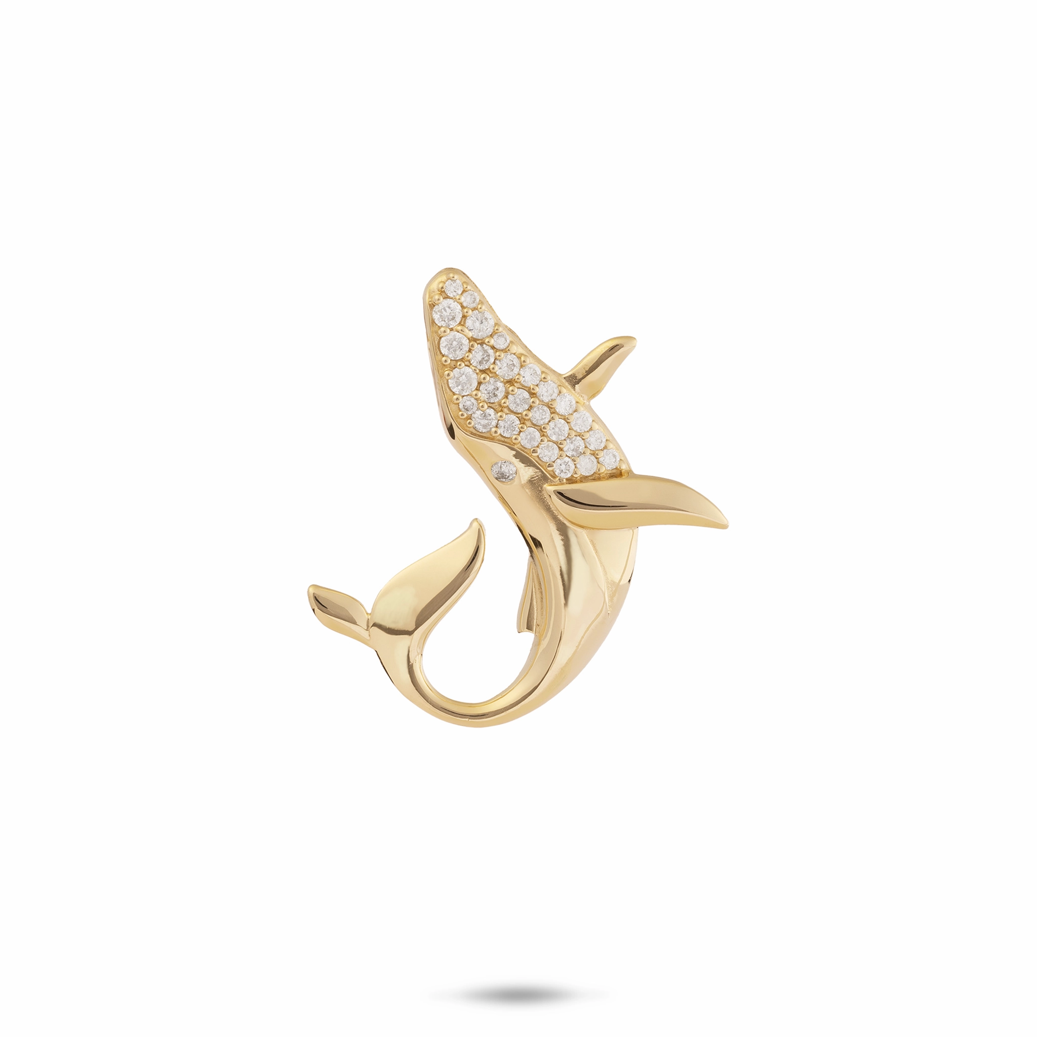 Ocean Dance Whale Pendant in Gold with Diamonds - 22mm Lively Spark
