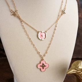 Clover Dainty Layered Necklace ?C Gold Tone & Color Options Artistic Accent