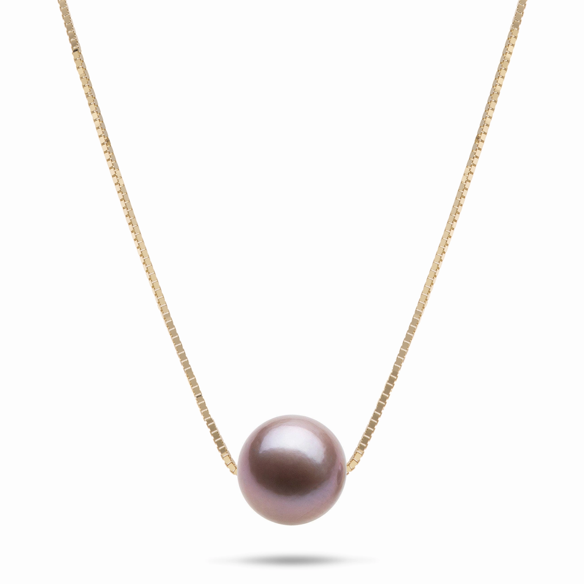 16-18" Adjustable Freshwater Lilac Pearl Necklace in Gold - 9-10mm Classic Elegance Trendy Form