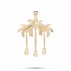 Shiny Embellishments Sophisticated Glow Paradise Palms - Palm Tree Pendant in Gold with Diamonds - 28mm