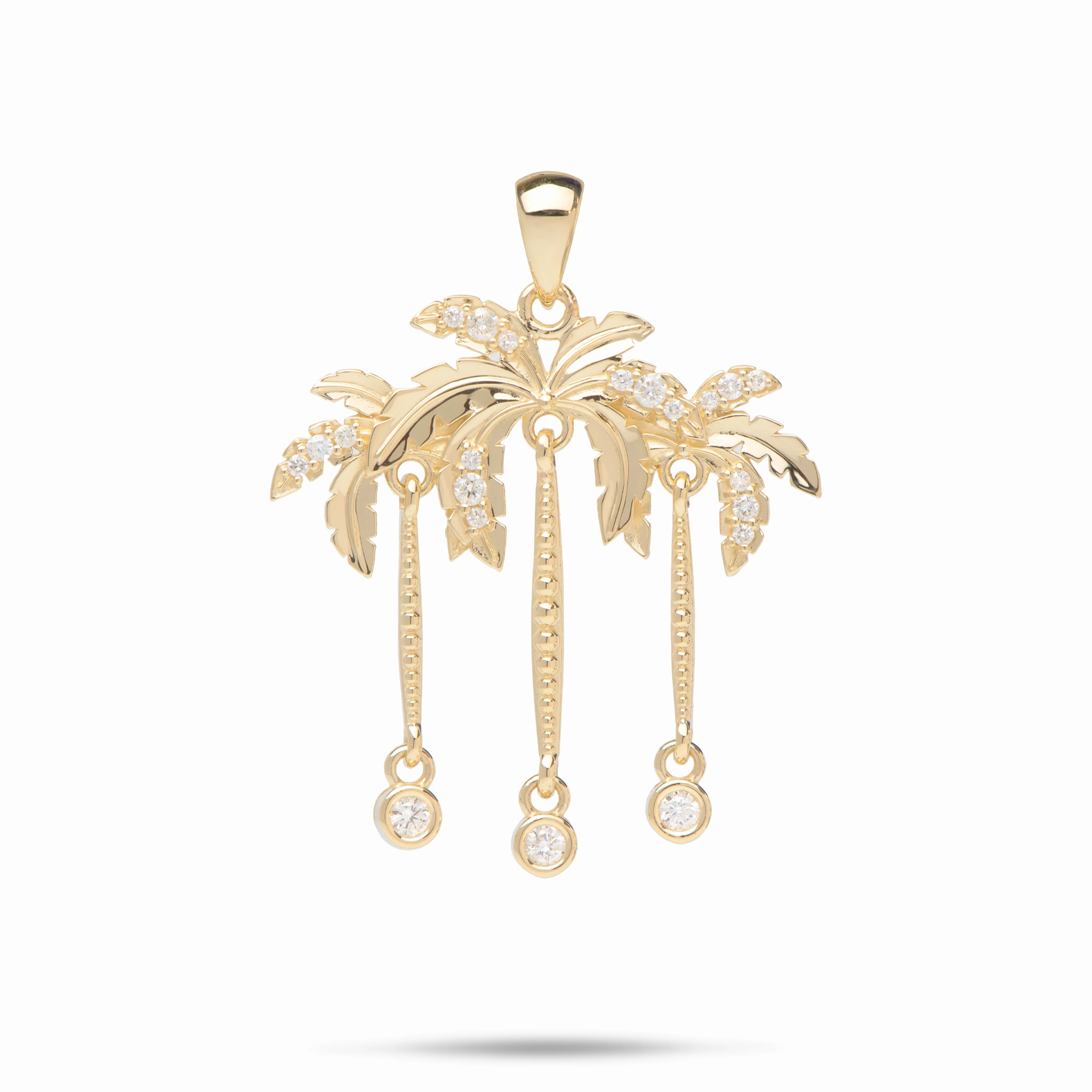 Shiny Embellishments Sophisticated Glow Paradise Palms - Palm Tree Pendant in Gold with Diamonds - 28mm