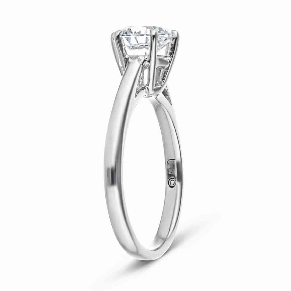 Lynn Round Lab Grown Diamond Six Prong Solitaire Engagement Ring Lightweight Package Smooth Edge