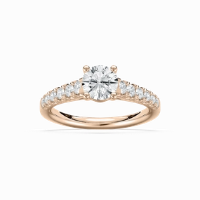 Luxury piece Shiny Embellishment Lyra 1 2?? ctw Round Lab Grown Diamond Graduated Side Stone Engagement Ring