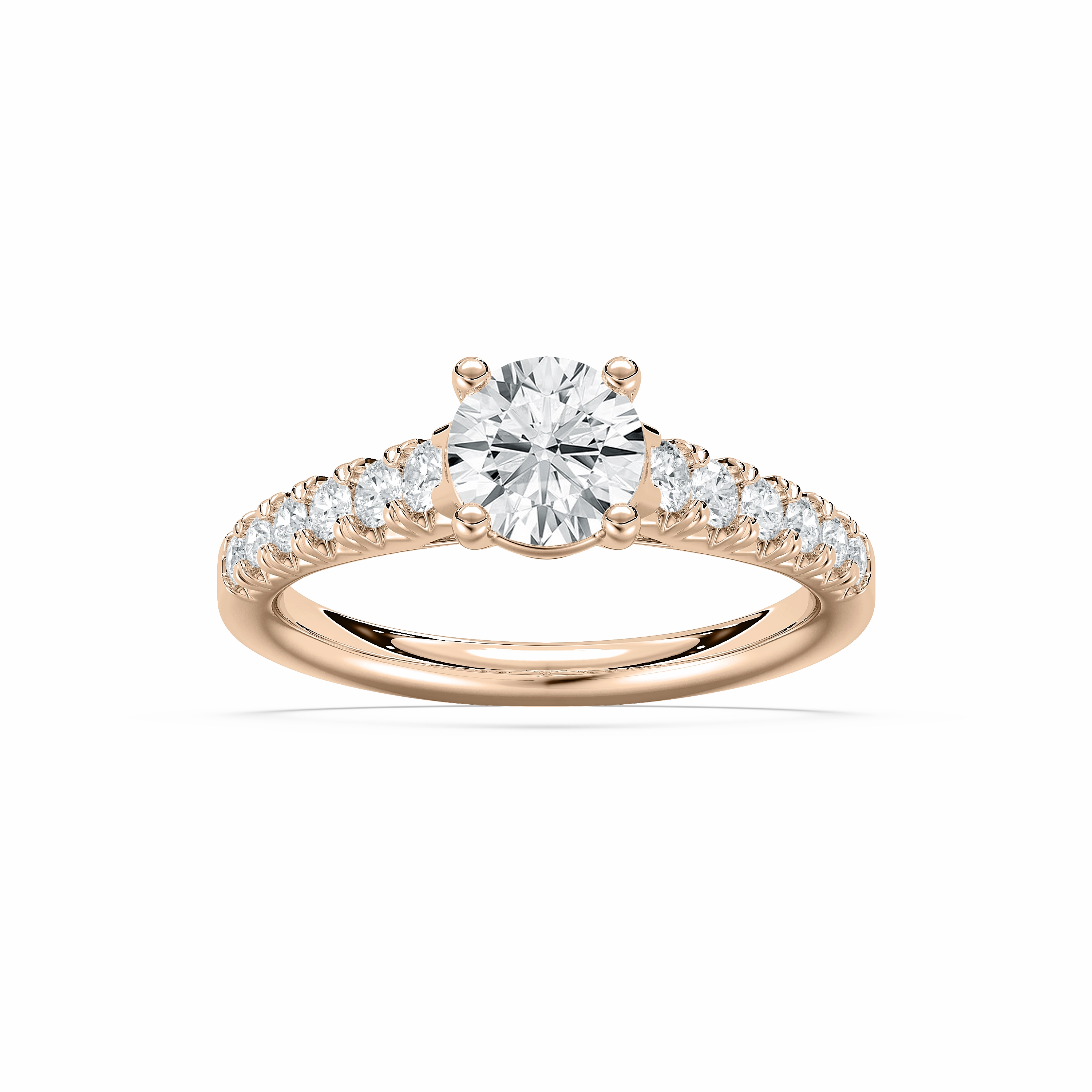 Luxury piece Shiny Embellishment Lyra 1 2?? ctw Round Lab Grown Diamond Graduated Side Stone Engagement Ring