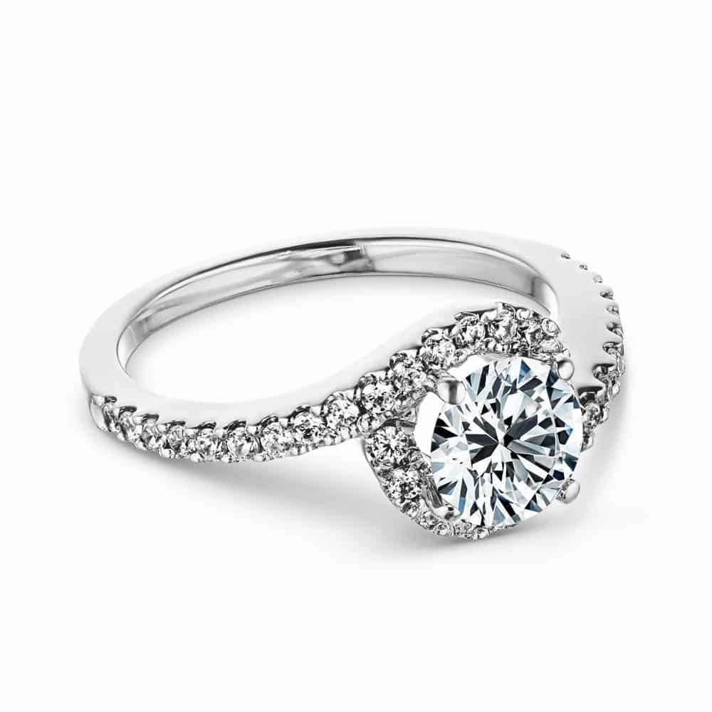 Madison Round Lab Grown Diamond Bypass Halo Engagement Ring Modern Bauble