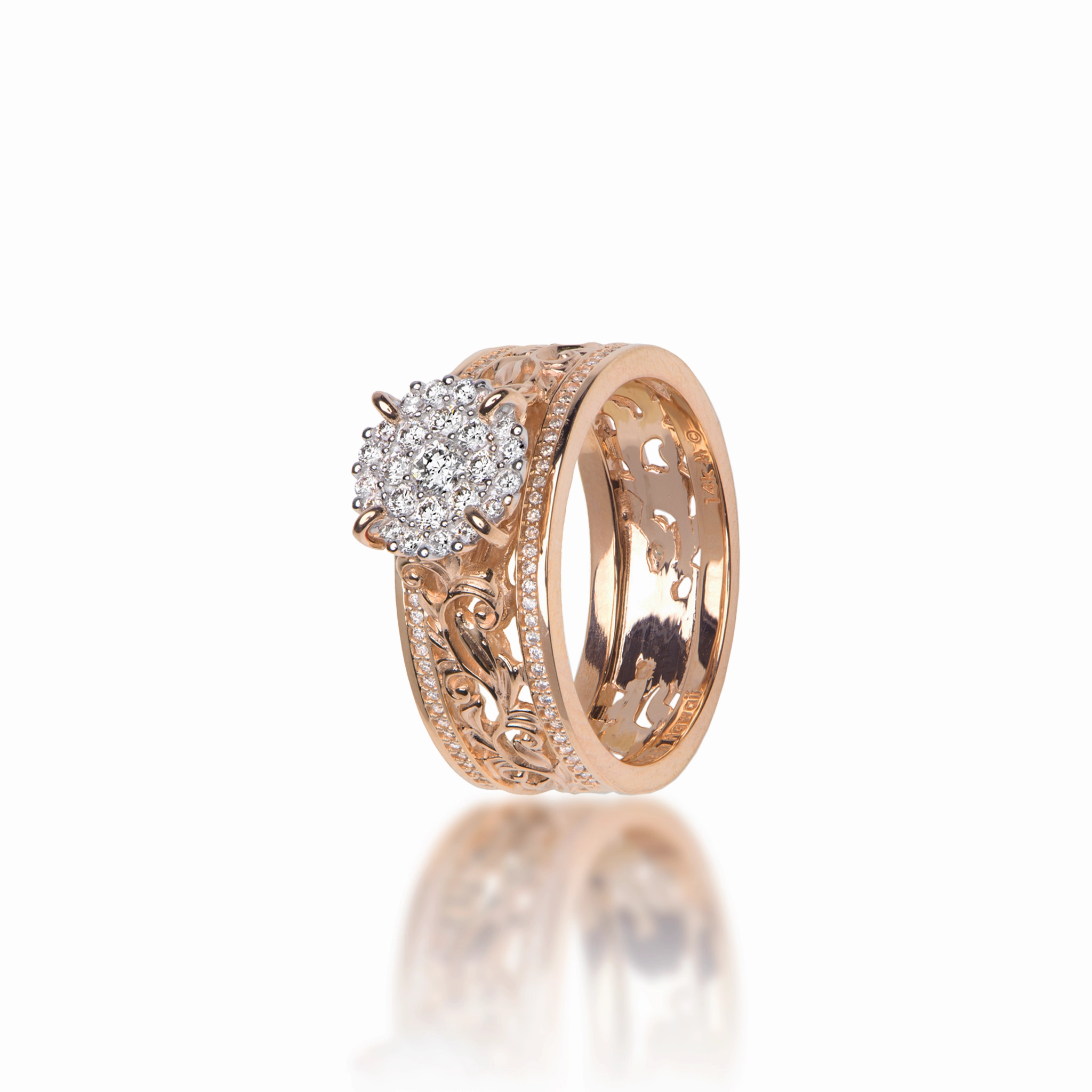 Living Heirloom Engagement Ring in Rose Gold with Diamonds - 7mm Chic Gem