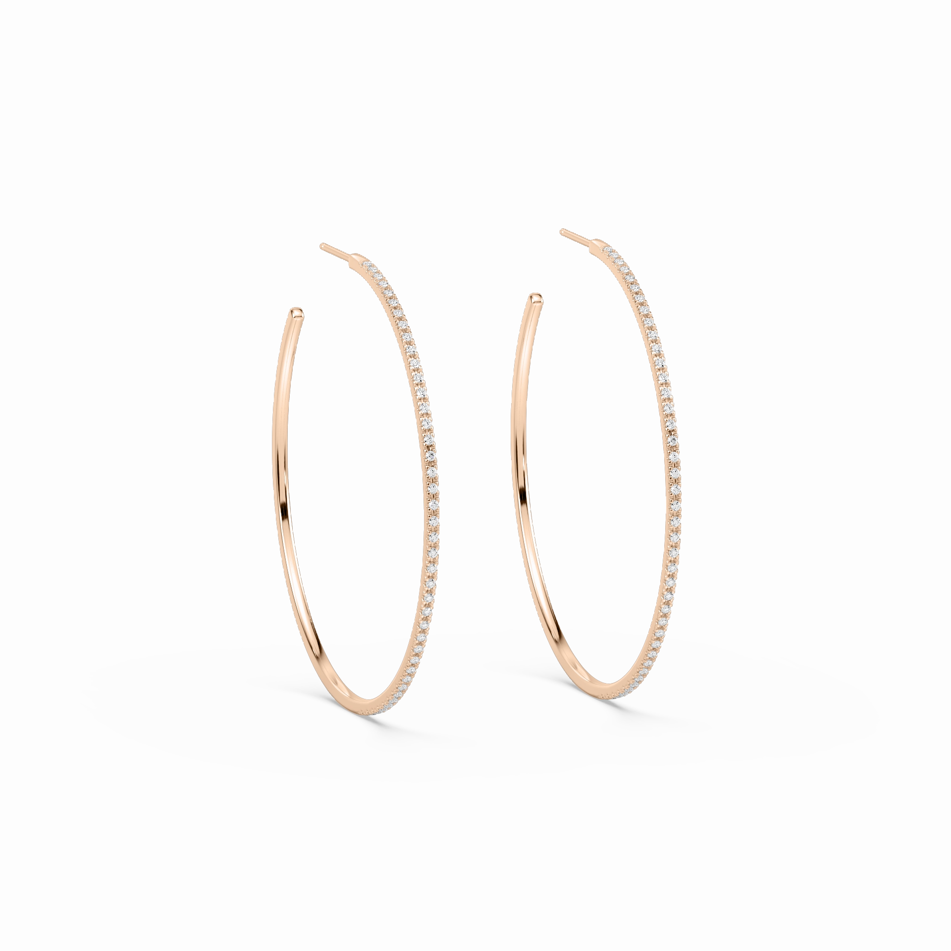Sturdy Ornament 1/2 ctw Round Lab Grown Diamond 2 Inch Skinny Hoop Earrings