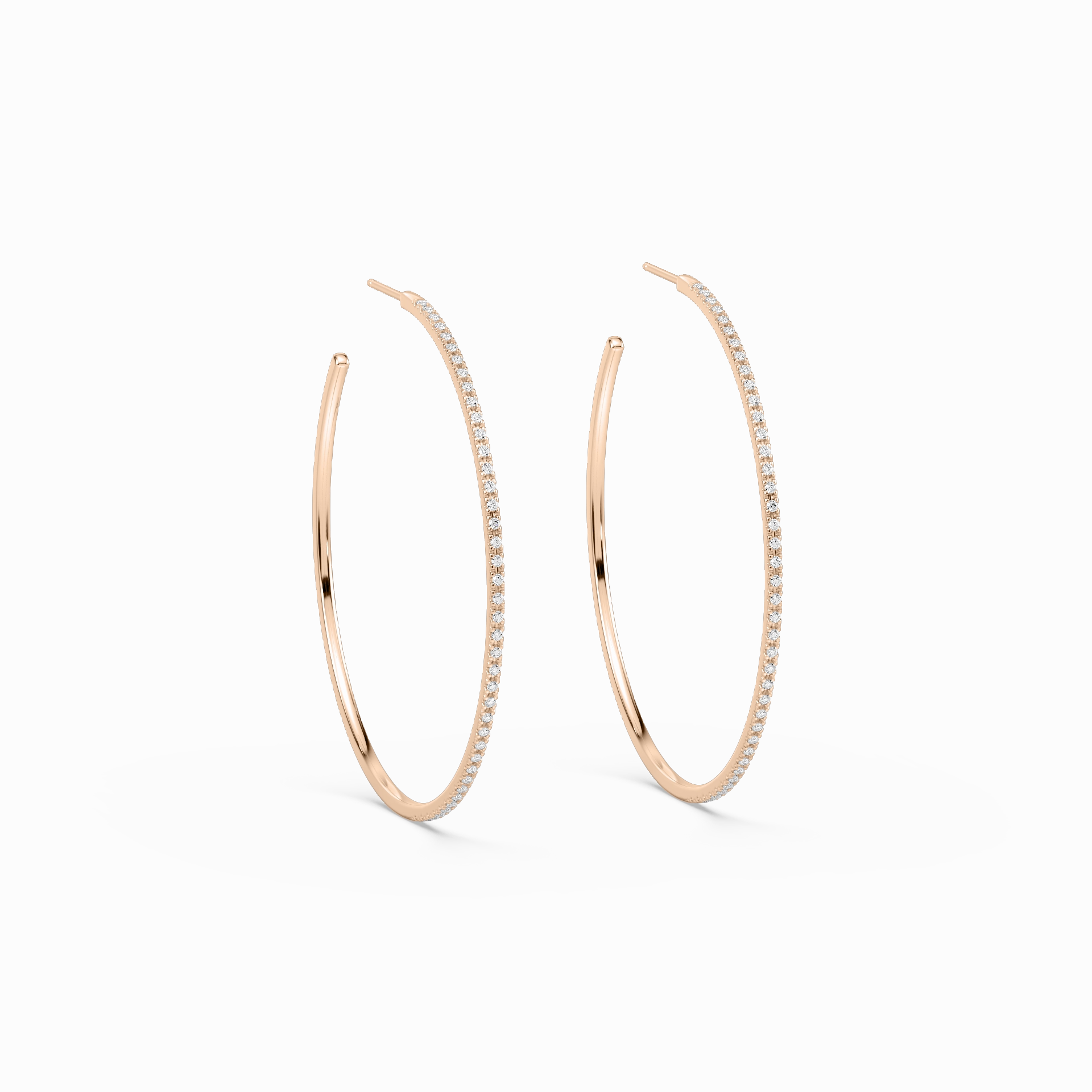 1/2 ctw Round Lab Grown Diamond 2 Inch Skinny Hoop Earrings Pretty Style