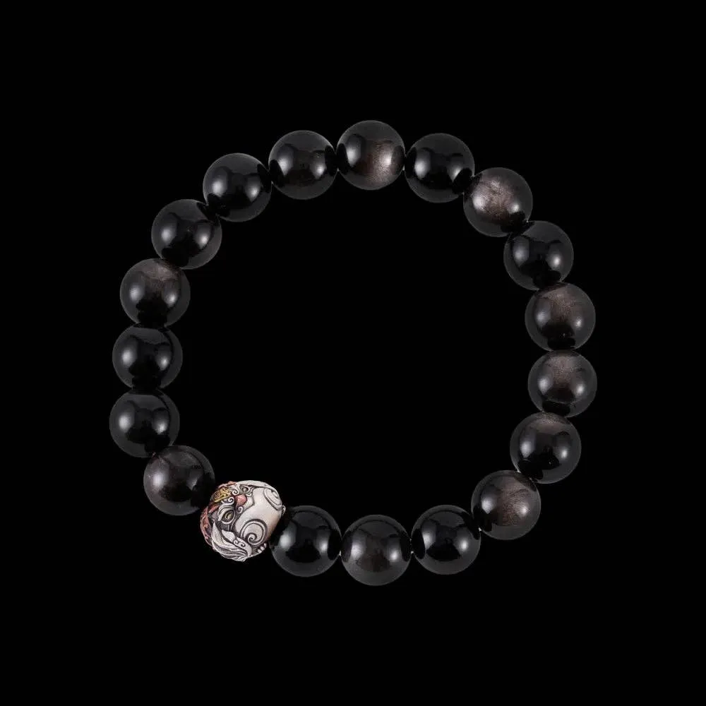 Magpie Bead Bracelet: Oxidized Silver / Blue Tiger's Eye / 20pcs(Beaded)   2pcs(Extra)