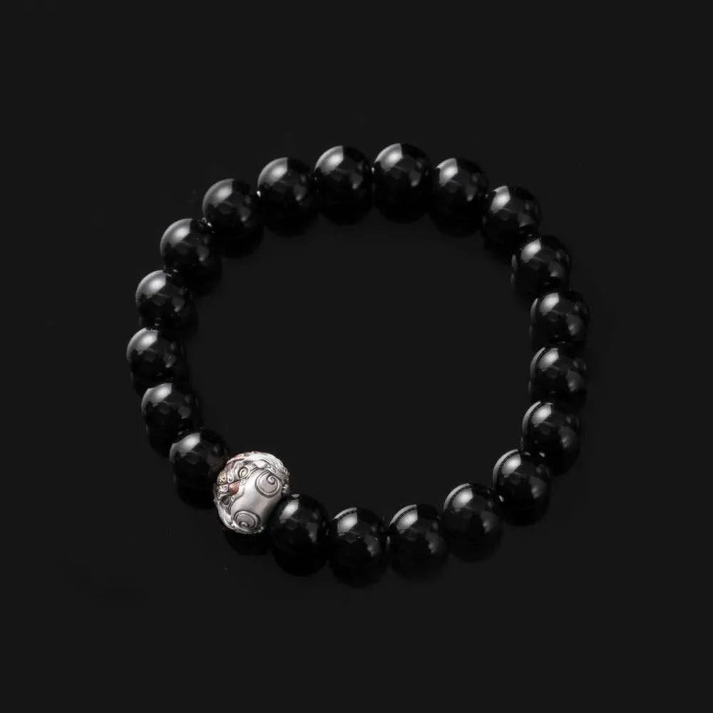 Magpie Bead Bracelet: Oxidized Silver / Blue Tiger's Eye / 20pcs(Beaded)   2pcs(Extra)