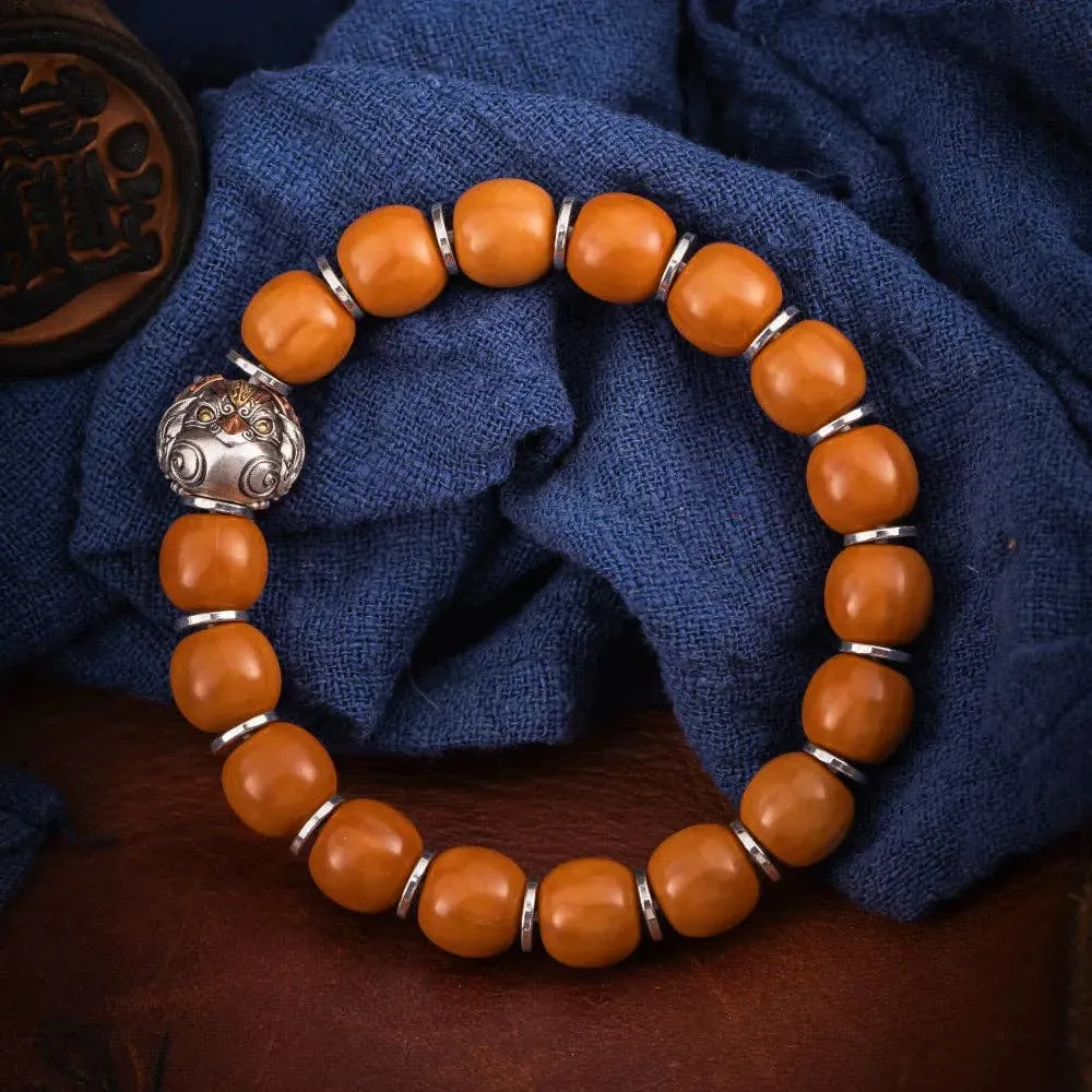 Magpie Bead Bracelet: Oxidized Silver / Blue Tiger's Eye / 20pcs(Beaded)   2pcs(Extra)