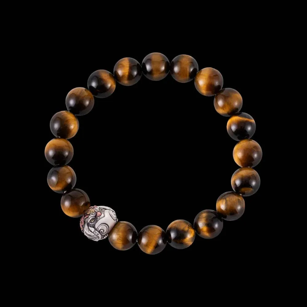 Magpie Bead Bracelet: Oxidized Silver / Blue Tiger's Eye / 20pcs(Beaded)   2pcs(Extra)