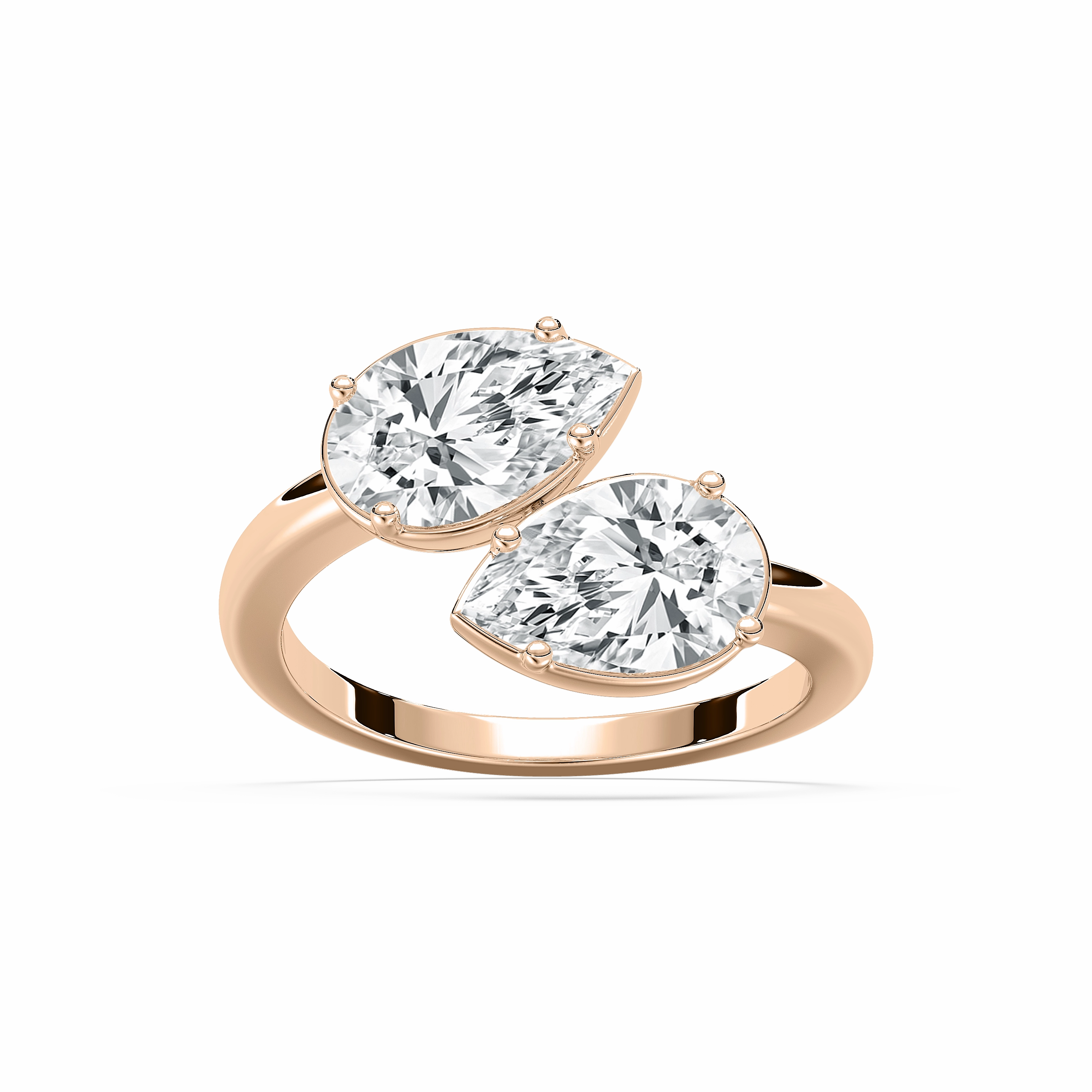 Maisie 3 ctw Pear Lab Grown Diamond Toi et Moi Solitaire Engagement Ring Inspired Style Budget Embellishment