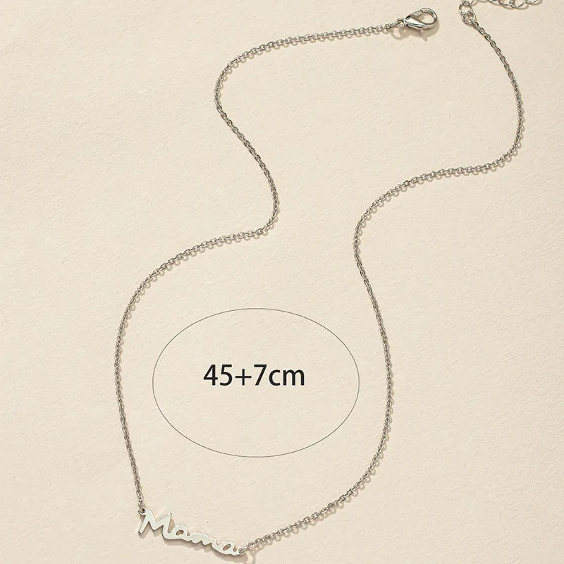 Mama Necklace with Letter Collarbone Chain: Trendy Minimalist Design from Europe and America